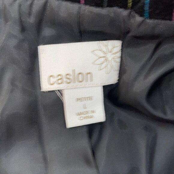 CASLON women's multi color striped black VELVET  BLAZER JACKET size Large Petite - Picture 7 of 13